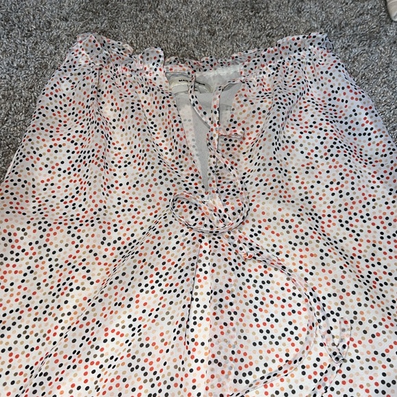 Max Studio Micro Dot Sleeveless Tie Neck Bubble Hem Blouse Size Medium - Picture 3 of 7